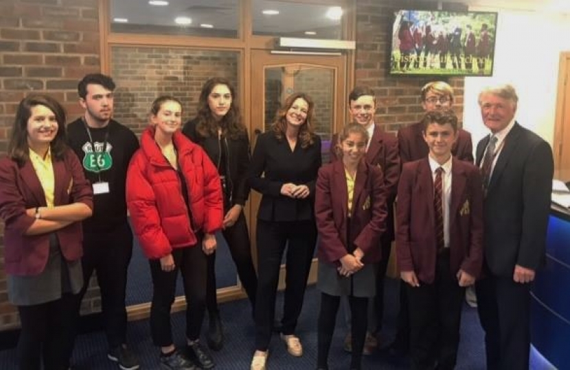 Gillian with students and Head Teacher of Bishop Luffa School