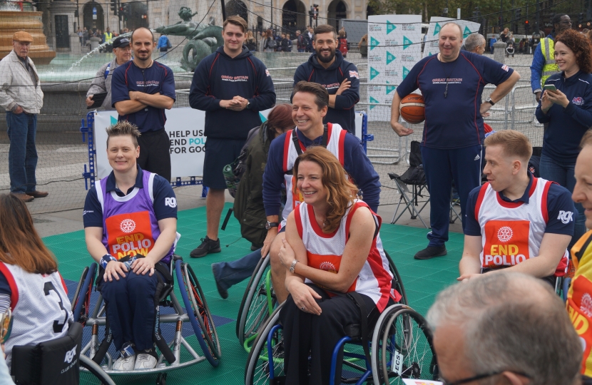 Gillian playing wheelchair basket ball 