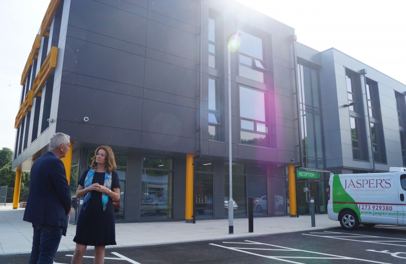 Gillian outside the Enterprise Centre