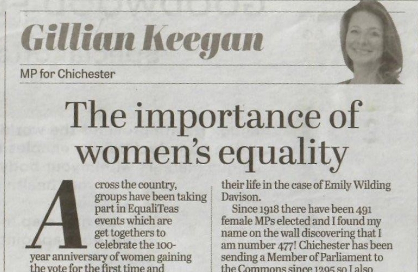 The Importance Of Womens Equality Chichester Observer Gillian Keegan 