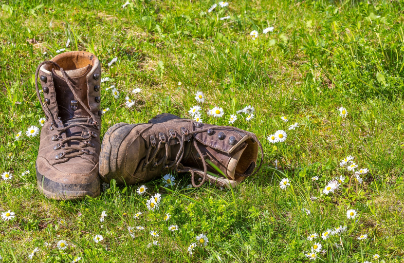 Walking Boots on Grass