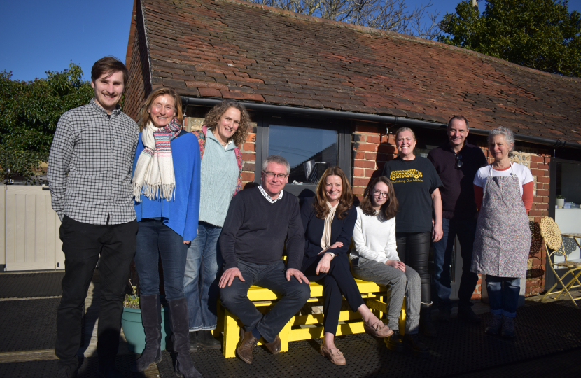 Gillian meeting the team at UK Harvest