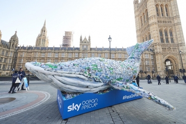 Whale of Plastic outside Parliament 